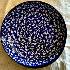 Selamica Set of 4 Large Pasta Bowls Floral Blue 30 Oz -8” Wide  & Shallow